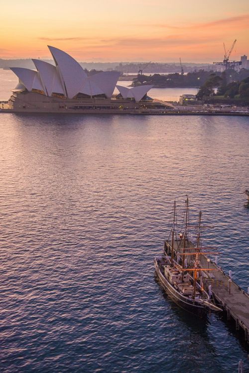 Sidnėjaus Operos Rūmai, Aukštas Laivas, Sidnėjus, Australia, Aušra