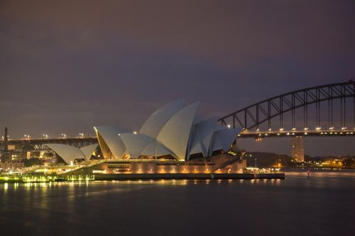 Sidnėjaus Operos Rūmai, Uosto Tiltas, Sidnėjus, Australia, Aušra, Blogas Oras