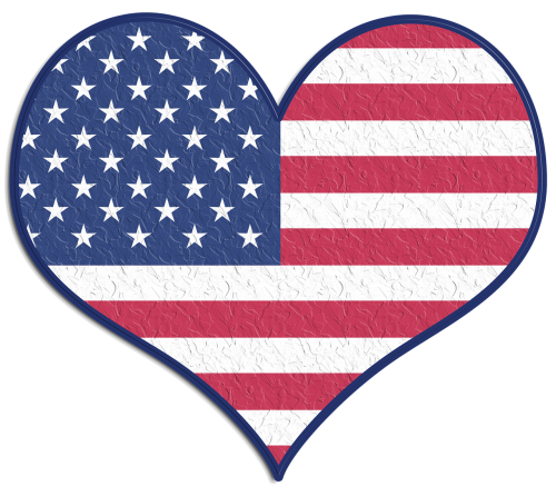 Simbolis, Širdis, Meilė, Usa, United, Valstijos, Vėliava, Žvaigždės, Juostelės, Raudona, Balta, Mėlynas, Patriotizmas, Amerikietis