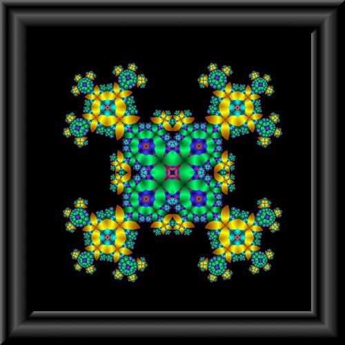Simetriškas,  Fraktalas,  Vaizdas,  3D,  Stiklas,  Rėmas,  Geltona,  Žalias,  Modelis,  Simetriškas Fraktalas 2