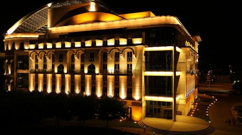 Színhaz, Žibintai, Budapest, Nacionalinis Teatras, Naktį, Naktinė Nuotrauka, Pastatai, Apšvietimas