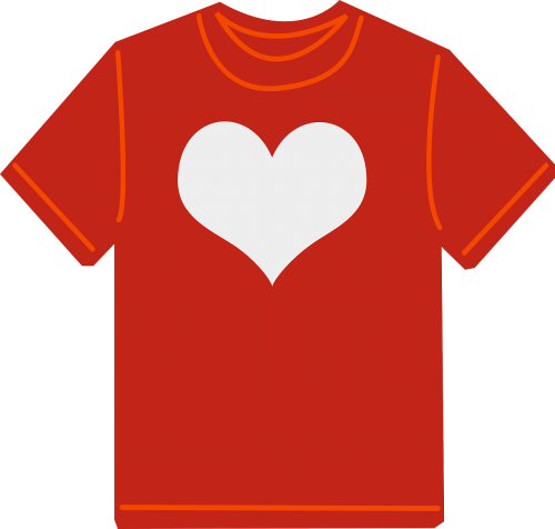 T-Shirt, Raudona, Drabužiai, Apranga, Mada, Marškinėliai, Širdis, Meilė, Nemokama Vektorinė Grafika