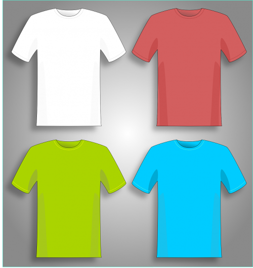 T-Shirt, Marškinėliai, Marškinėliai, Marškiniai, Žalias, Raudona, Balta, Mėlynas, Apranga, Drabužis, Apranga, Nemokama Vektorinė Grafika