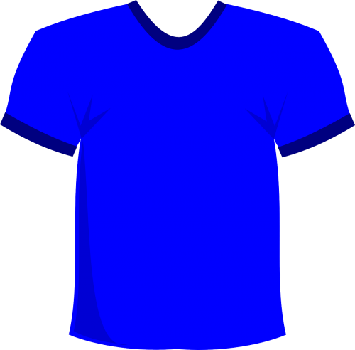 T-Shirt, Marškinėliai, Apranga, Vyras, Mėlynas, Dėvėti, Viršuje, Marškinėliai, Medvilnė, Atsitiktinis, Priekinis, Nemokama Vektorinė Grafika