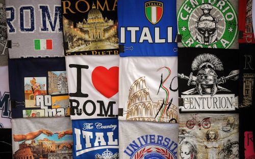 Marškinėliai, Ispanų, Italy, Vėliavos, Apranga, Suvenyrai, Roma