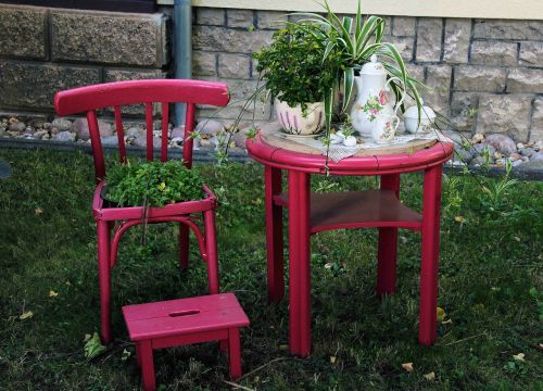 Stalas, Kėdė, Raudona, Romantika, Gėlė