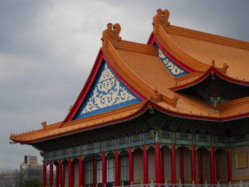 Taipei, Stogas, Tradicinis, Kinai, Taivanas, Architektūra, Laisvės Aikštė, Stulpai