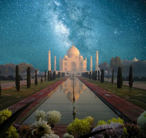 Taj Mahal, Agra, Indija, Saulė, Saulėlydis, Abendstimmung, Besileidžianti Saulė, Vakarinis Dangus, Afterglow, Dusk, Romantiškas