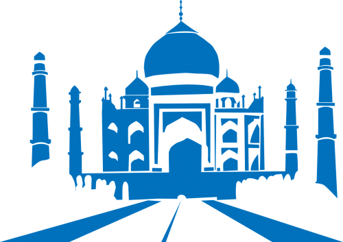 Taj Mahal, Taj, Siluetas, Mėlynas, Indija, Agra, Architektūra, Minaretas, Marmuras, Moghalas, Unesco, Ekskursijos, Paminklas, Taj Mahal, Pasaulis, Stebuklas, Nemokama Vektorinė Grafika