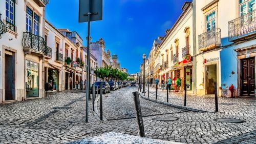 Tavira, Portugal, Gatvė, Algarve, Vasara, Senas