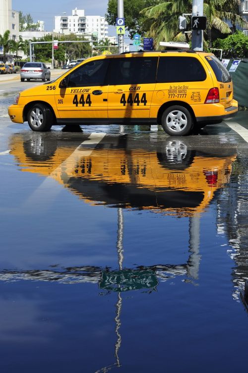 Taksi, Atspindys, Miami, Gatvė, Taksi
