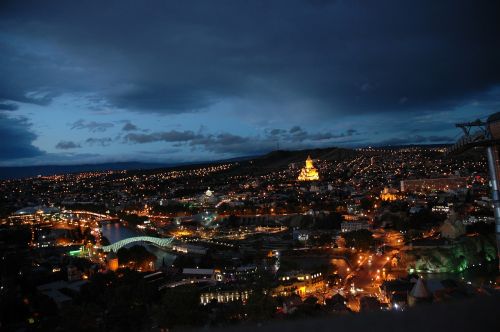 Tbilisis, Kapitalas, Miestas, Naktis, Gruzija, Šalis, Miestai
