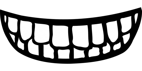 Dantys, Burna, Šypsena, Juoda Ir Balta, Kontūrai, Dantų Odontologija, Žodžiu, Izoliuotas, Ortodontinis, Išraiška, Tiesus, Protezas, Nemokama Vektorinė Grafika