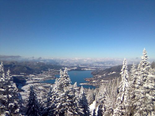 Tegernsee, Žiemą, Bavarija, Kalnai, Alpenblick