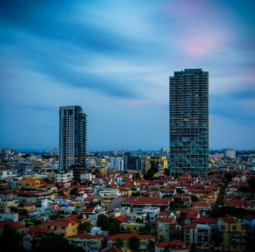 Tel Avivas, Izraelis, Longexposure, Miestas, Miesto Panorama, Architektūra, Kelionė, Highrise, Debesys