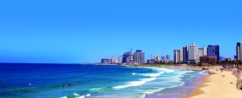 Tel Avivas,  Jaffa,  Izraelis,  Saulė,  Papludimys,  Smėlis,  Jūra,  Mėlyna,  Viešbutis