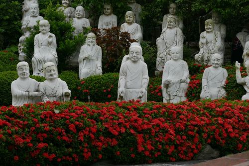 Šventykla, Budizmas, Šventyklos Kompleksas, Budistinis, Religija, Taivanas, Kaohsiung, Buda, Statula, Figūra, Skulptūra, Gėlės