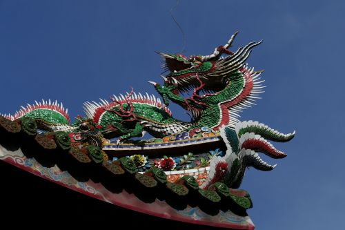 Šventykla, Drakonai, Asija, Stogas, Budizmas, Kinija, Ornamentas, Figūra
