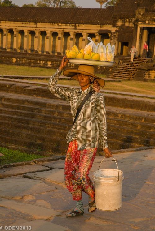 Šventykla, Angkor Wat, Kambodža, Siem Grižti, Moteris, Sunku, Sunku, Vargšas, Vežti, Vaisiai, Pardavėjas