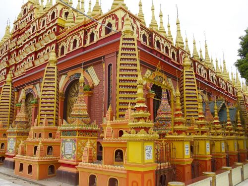 Šventykla, Pagoda, Buda, Budizmas, Burma, Auksas, Religija, Thanboddhay, Monywa