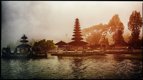 Šventykla, Bali, Ežeras, Rūkas, Kelionė, Indonezija