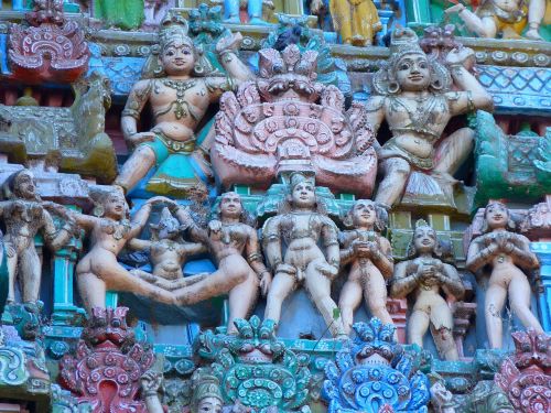 Šventyklos Figūros, Šventykla, Spalvinga, Vishnu, Kumbakonam India