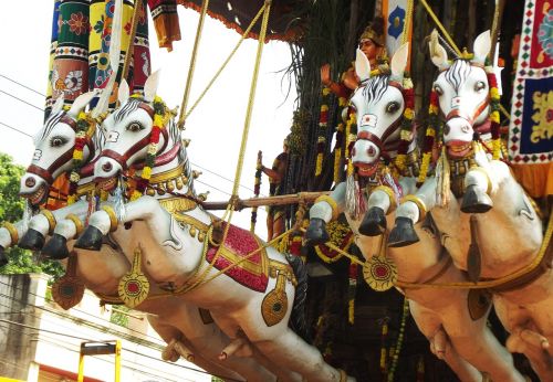 Keturi Arkliai, Mahalingeswaraswamy, Šventykla, Thiruvidaimarudur, Statula, Indija