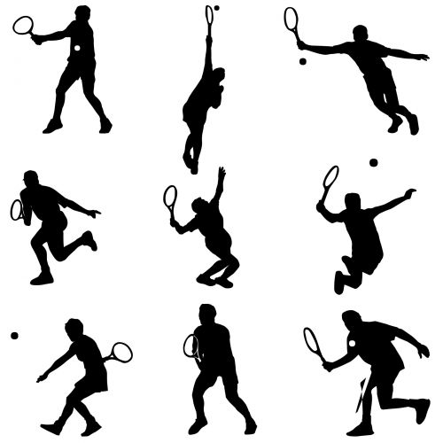 Tenisas,  Rutulys,  Žaidimas,  Rungtynės,  Siluetas,  Juoda,  Balta & Nbsp,  Fonas,  Teniso Siluetai