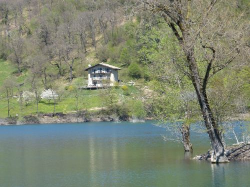 Tenno Ežeras, Lago Di Tenno, Italy, Vanduo, Namai, Vienišas