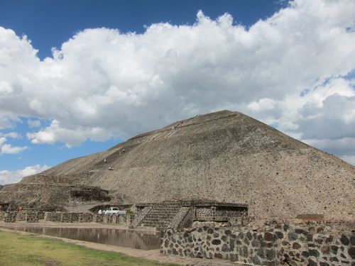 Teotihuacanas, Piramidė, Meksika, Mėlynas Dangus, Griuvėsiai