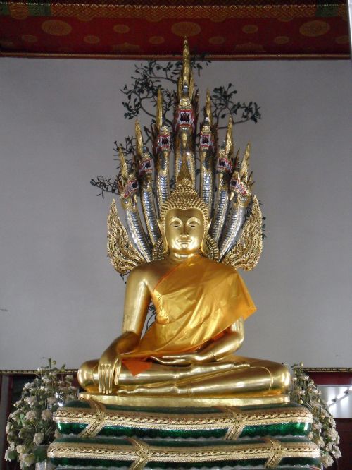 Tailandas, Bangkokas, Šventykla, Buda, Gyvatės Galvutės
