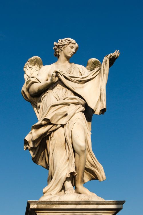 Angelas Su Veronika, Santangelo Tiltas, Roma, Italy, Skulptūra, Statula, Figūra, Angelas, Istorinis, Paminklas