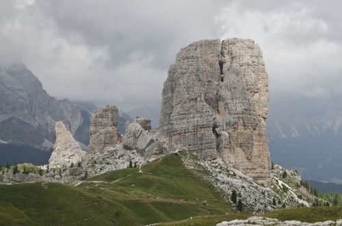 Dolomitai, Kalnai, Cinque Torri, Alpės, Italy, Cortina Dampezzo, Viršuje, Vaizdas