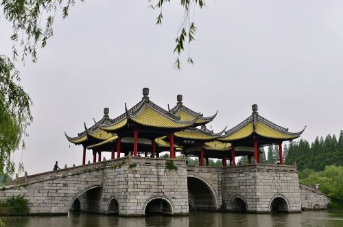 Penkių Paviljonų Tiltas, Kinija, 揚 Valstybė, Lieknas Vakarinis Ežeras, Kurortai, Vaizdingas Plotas, Geltona, Rūmai, Tvenkiniai