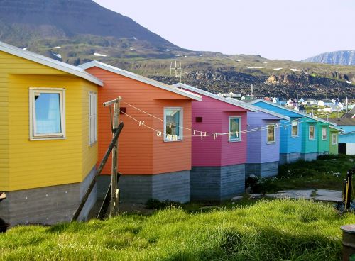 Šviežiai Nudažyti Namai,  Grenlandija,  Jakobshavn,  Be Honoraro Mokesčio