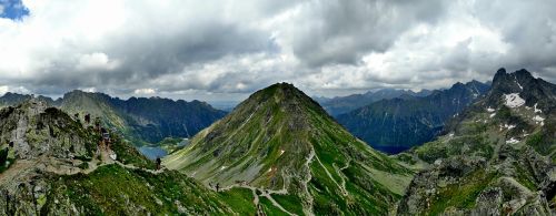Aukštas Tatras, Kalnai, Turizmas, Kraštovaizdis, Lenkija, Viršūnės, Panorama