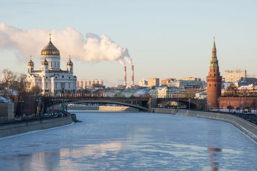 Kremlius, Žiema, Moscow, Kremlevos Krantinė, Upė, Bokštas, Katedra, Kristaus Išganytojo Katedra, Rytas