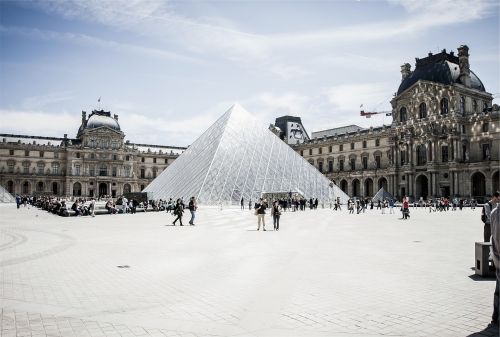 Luvras, Paris, France, Architektūra, Menas, Galerija, Muziejus, Žmonės, Minios, Turistai, Pastatai
