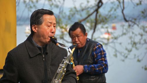 Senas Žmogus, Saksofonas, Xuanwu Ežeras, Nanjing, Ching Ming