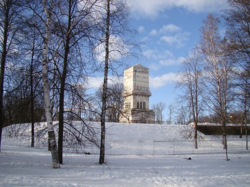 Rūmų Ansamblis Tsarskoe Selo, Sankt Peterburgo Rusija, Rusija, Žiema, Sniegas, Dangus, Bokštas