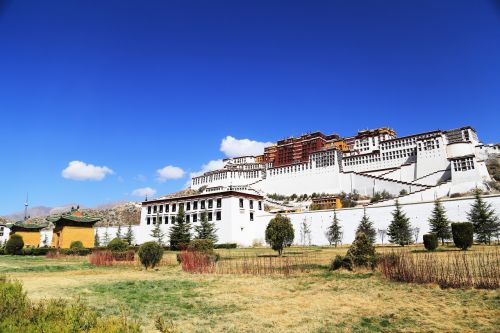 Potalos Rūmai, Lhasa, Tibetas, Mėlynas Dangus, Didinga, Iškilmingas, Budizmas