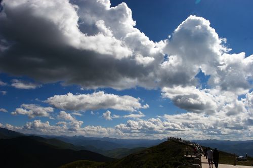 Kraštovaizdis, Vakarų Sichuanas, Mėlynas Dangus, Baltas Debesys