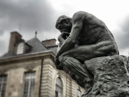 Mąstytojas, Rodinas, Paris, Skulptūra, Muziejus, Bronza, France, Mąstytojas, Statula