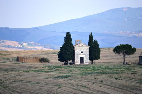 Val Dorcia Toscana, Toskana, Bažnyčia, Koplyčia, Kampanija, Gamta, Laukas, Kvieciai, Italy