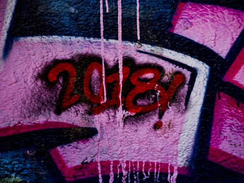 2018,  Grafiti,  Rožinis,  Karštas & Nbsp,  Pink,  Numeriai,  Metai,  Nauji & Nbsp,  Metai,  Ženklas,  Siena,  2018 M
