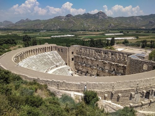 Teatras,  Turkija,  Aspendos,  Senovės Laikai,  Kraštovaizdis,  Istorija