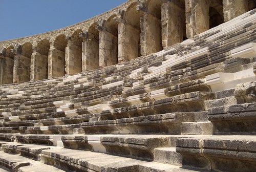 Teatras,  Turkija,  Aspendos,  Senovės Laikai,  Istorija,  Stulpeliai,  Architektūra