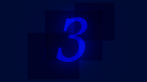 Trys, 3, Numeris, Mėlynas