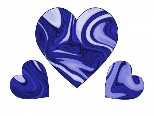 Swirly,  Deformuoti,  Širdis,  Valentine,  Valentino Diena & Nbsp,  Meilė,  Mėlynas,  Trys Mėlynos Sūkurinės Širdies 2