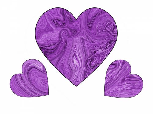 Swirly,  Deformuoti,  Širdis,  Valentine,  Valentino Diena & Nbsp,  Meilė,  Violetinė,  Trys Purpurinės Sūkurinės Širdies 1